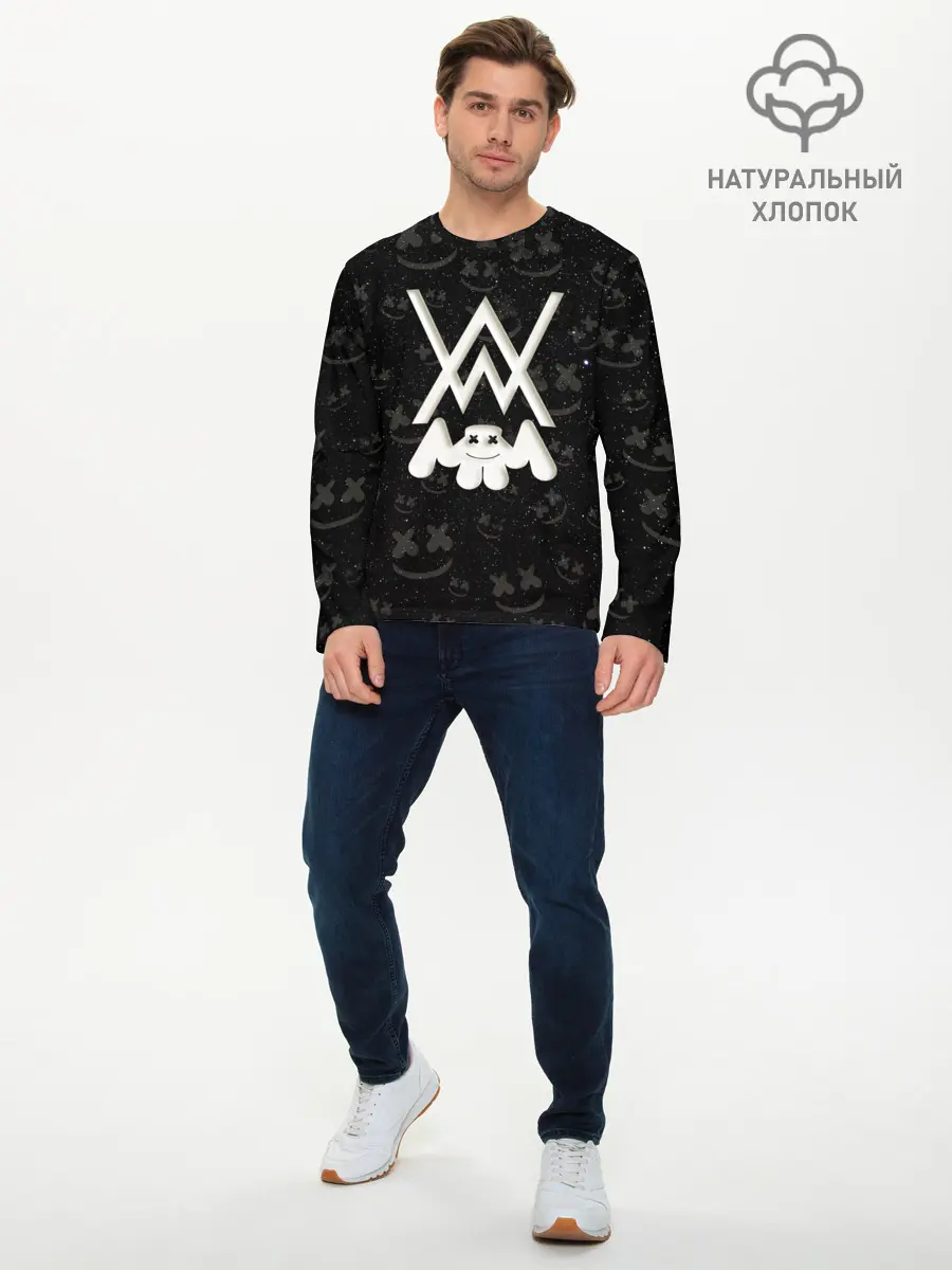 Мужской лонгслив базовый / Alan Walker & Marshmello (P007_P004ooo1773963, P004ooo1773963)