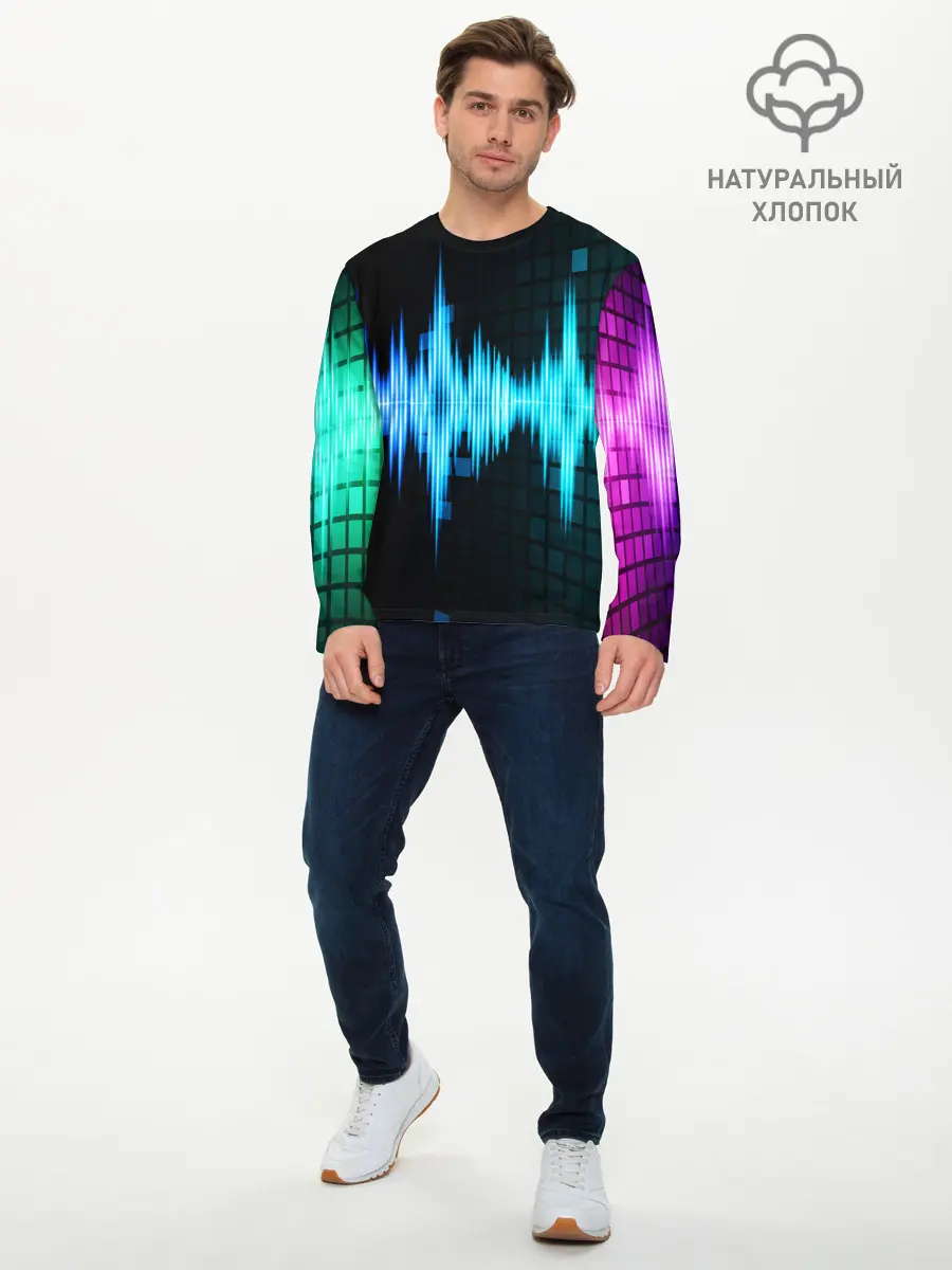 Мужской лонгслив базовый / neon music (P007_P004ooo1774197, P004ooo1774197)