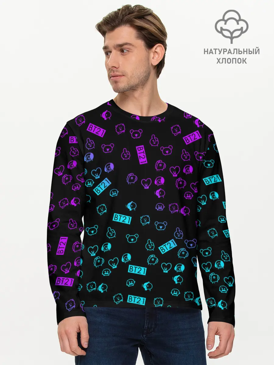 Мужской лонгслив базовый / BTS BT21 (P007_P004ooo1778441, P004ooo1778441)
