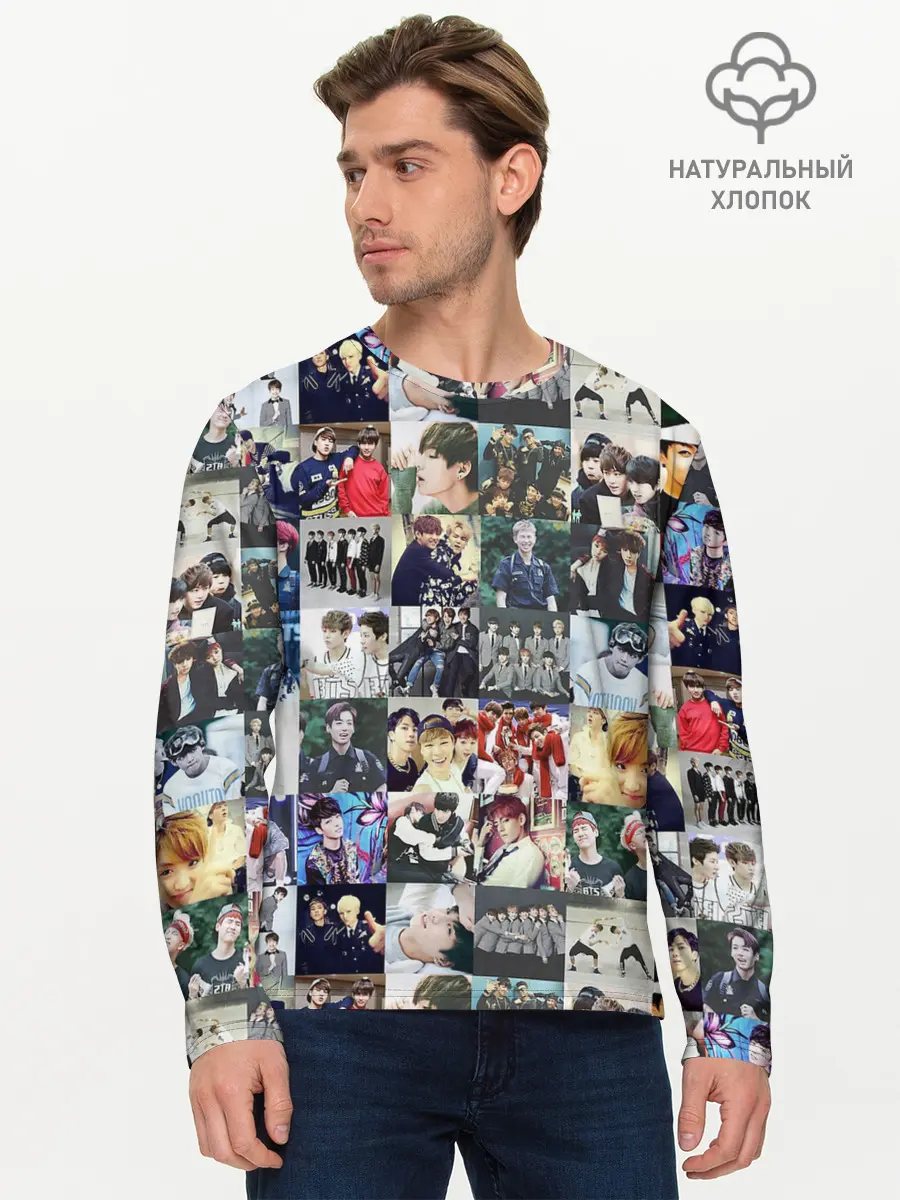 Мужской лонгслив базовый / BTS Collage (P007_P004ooo1778733, P004ooo1778733)
