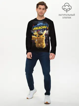 Мужской лонгслив базовый / Pikachu Detective (P007_P004ooo1780347, P004ooo1780347)
