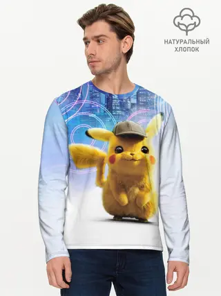 Мужской лонгслив базовый / Pikachu Detective (P007_P004ooo1780351, P004ooo1780351)