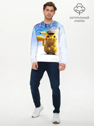 Мужской лонгслив базовый / Pikachu Detective (P007_P004ooo1780351, P004ooo1780351)