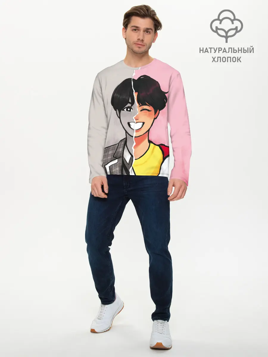 Мужской лонгслив базовый / K-Pop (P007_P004ooo1780557, P004ooo1780557)