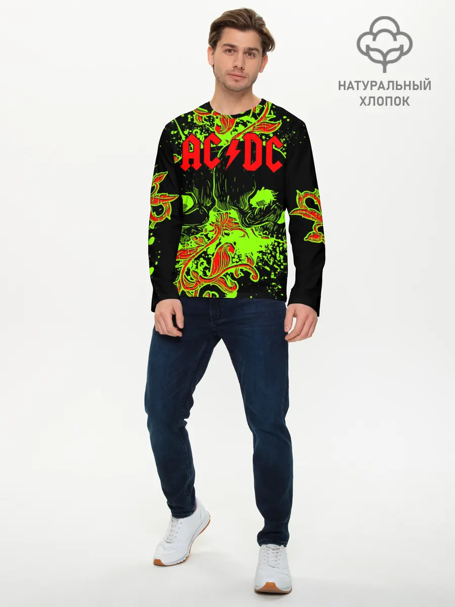 Мужской лонгслив базовый / AC/DC (P007_P004ooo1780027, P004ooo1780027)