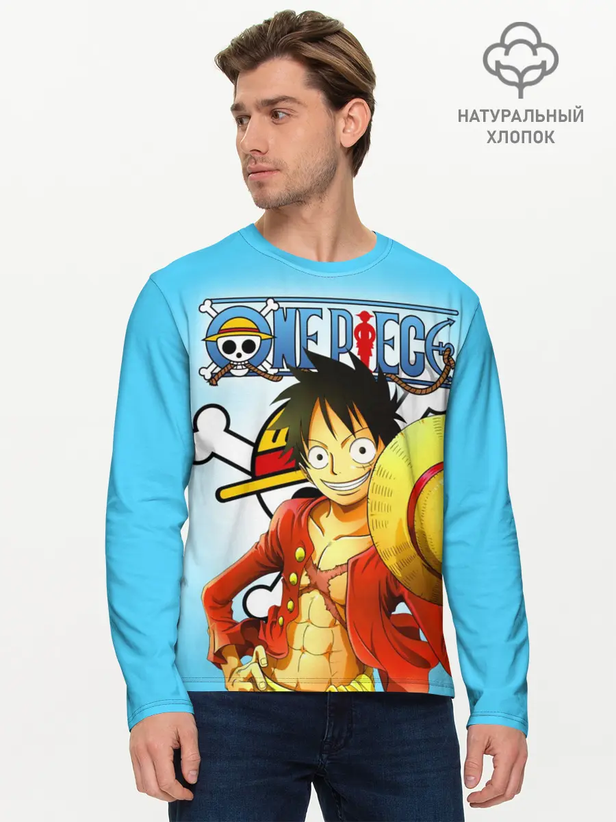 Мужской лонгслив базовый / One Piece шляпа (P007_P004ooo1779787, P004ooo1779787)