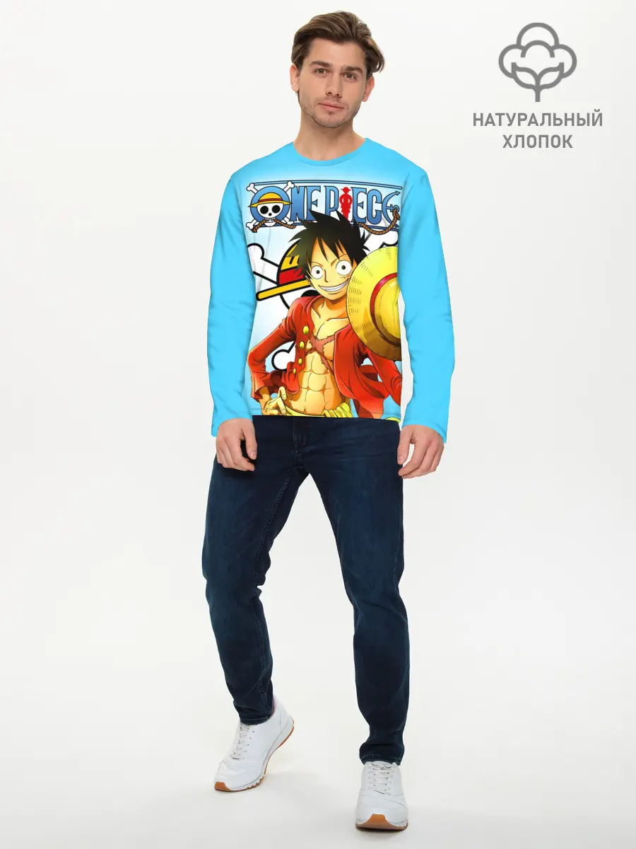 Мужской лонгслив базовый / One Piece шляпа (P007_P004ooo1779787, P004ooo1779787)