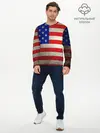 Мужской лонгслив базовый / Американский флаг (P007_P004ooo1781449, P004ooo1781449)