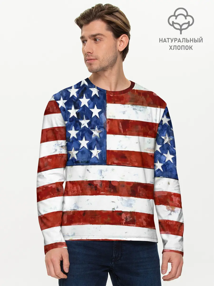 Мужской лонгслив базовый / США ФЛАГ (P007_P004ooo1781731, P004ooo1781731)