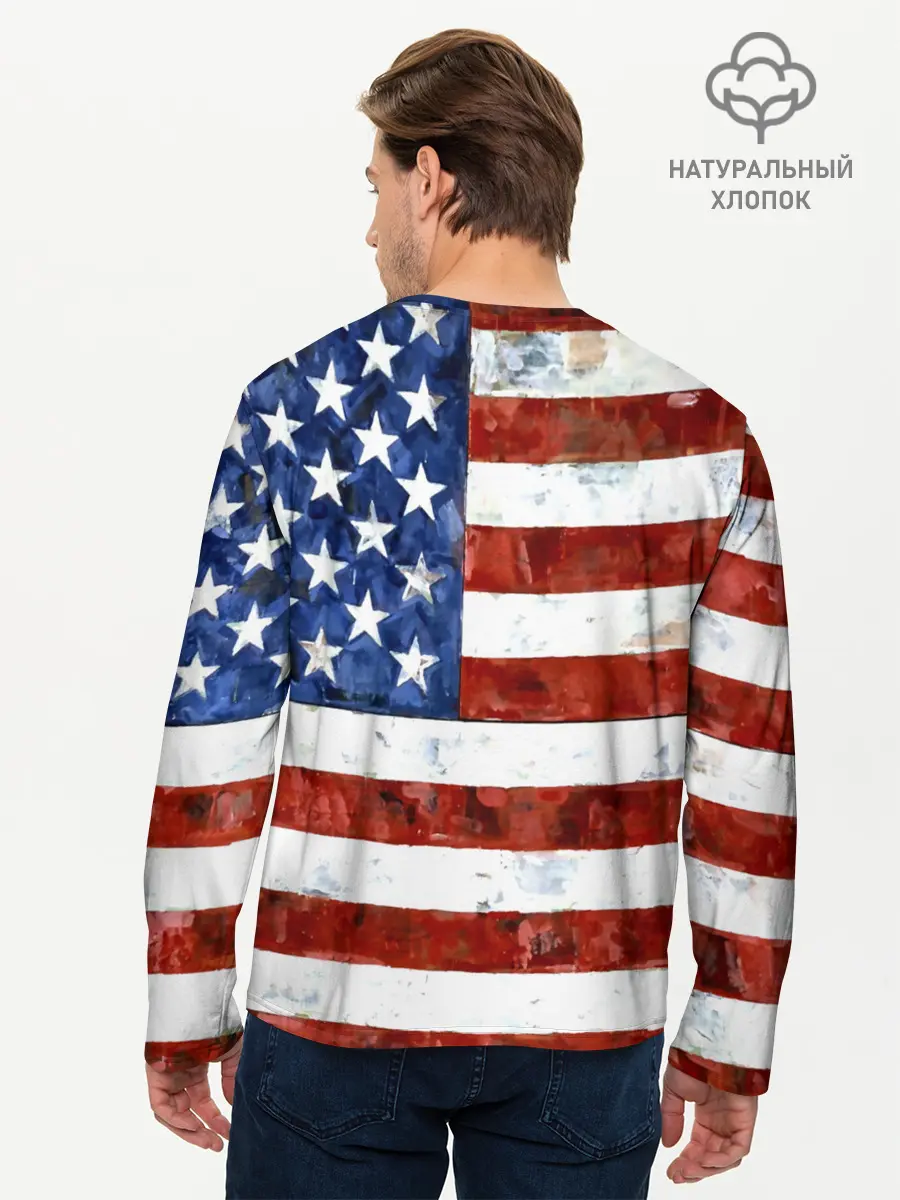 Мужской лонгслив базовый / США ФЛАГ (P007_P004ooo1781731, P004ooo1781731)