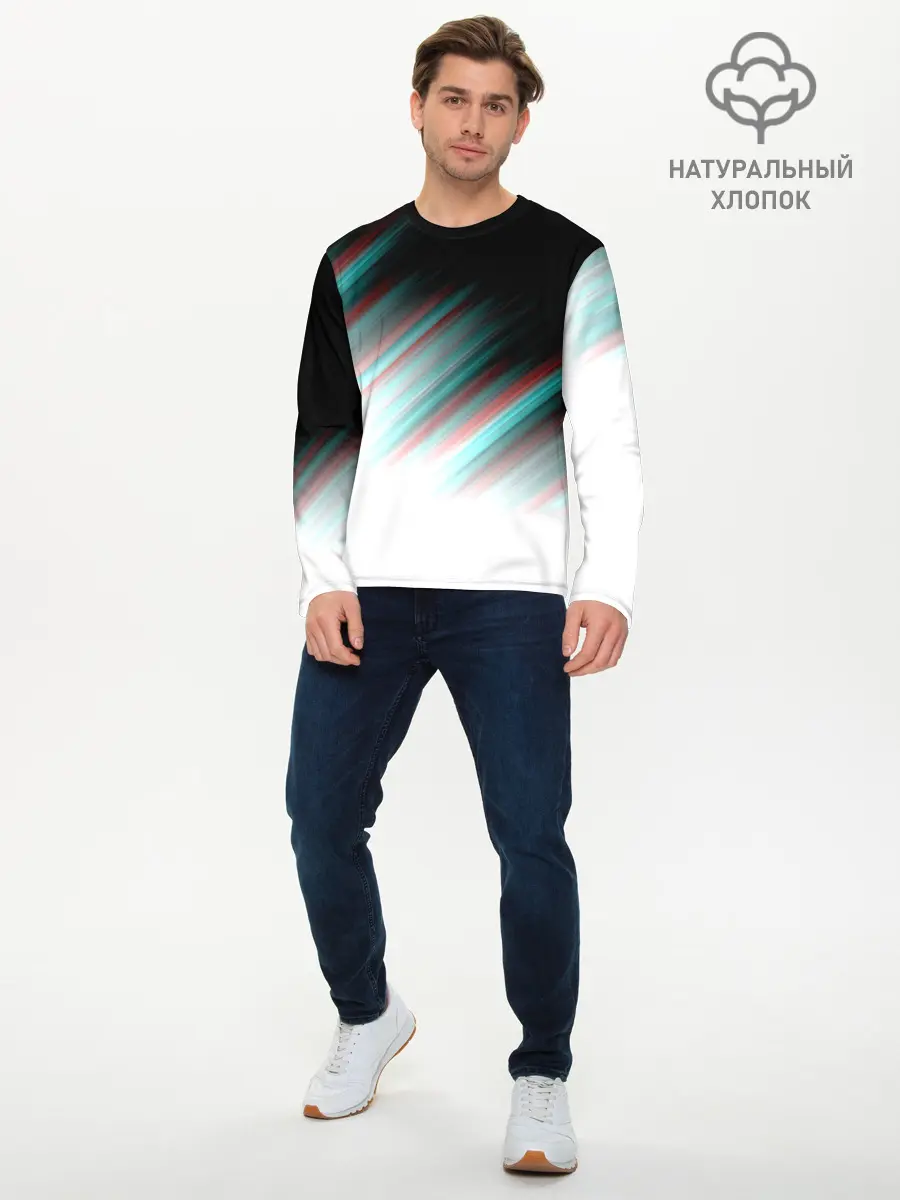 Мужской лонгслив базовый / GLITCH STRIPES (P007_P004ooo1785325, P004ooo1785325)