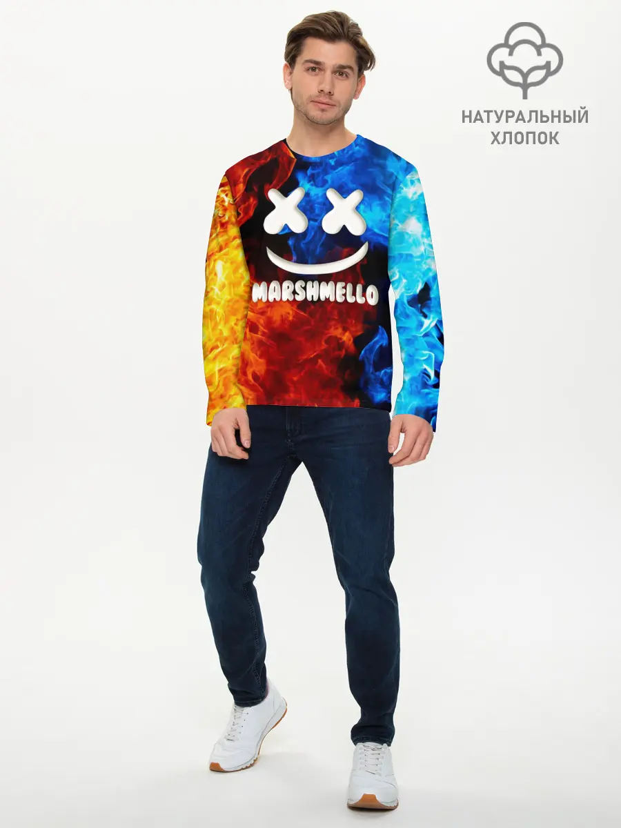 Мужской лонгслив базовый / Marshmello Fire (P007_P004ooo1788553, P004ooo1788553)