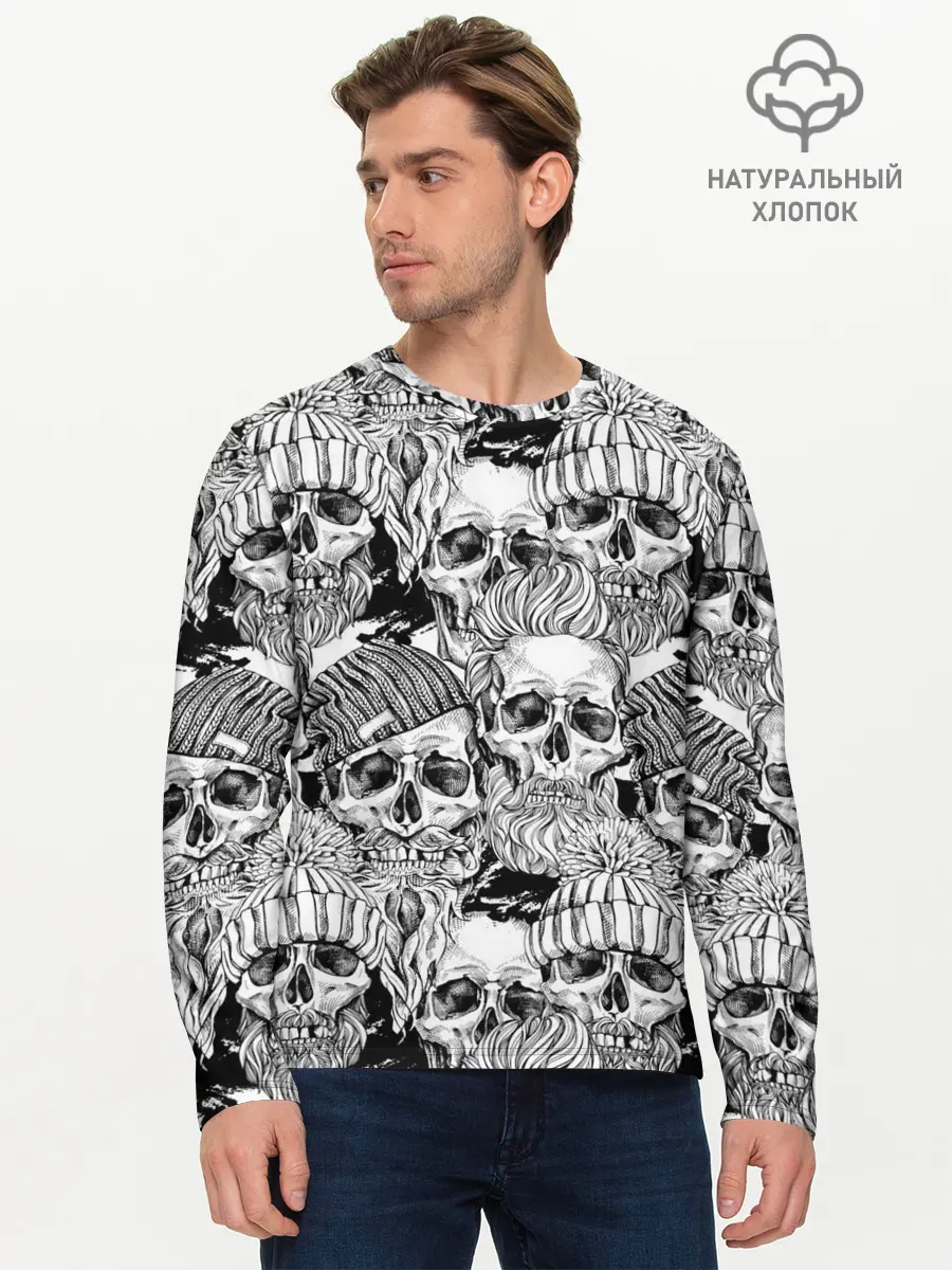 Мужской лонгслив базовый / Human skulls (P007_P004ooo1788689, P004ooo1788689)