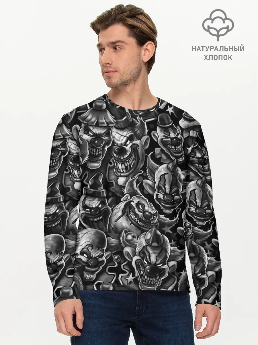 Мужской лонгслив базовый / Злые Клоуны (P007_P004ooo1791073, P004ooo1791073)