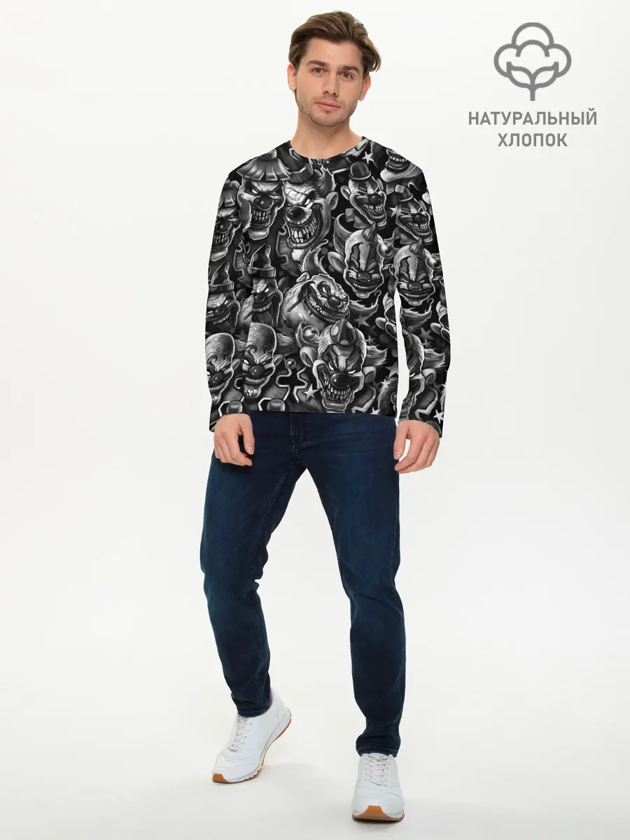 Мужской лонгслив базовый / Злые Клоуны (P007_P004ooo1791073, P004ooo1791073)