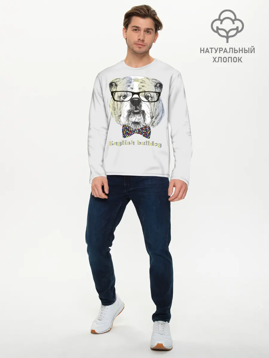 Мужской лонгслив базовый / Английский бульдог (P007_P004ooo1791397, P004ooo1791397)