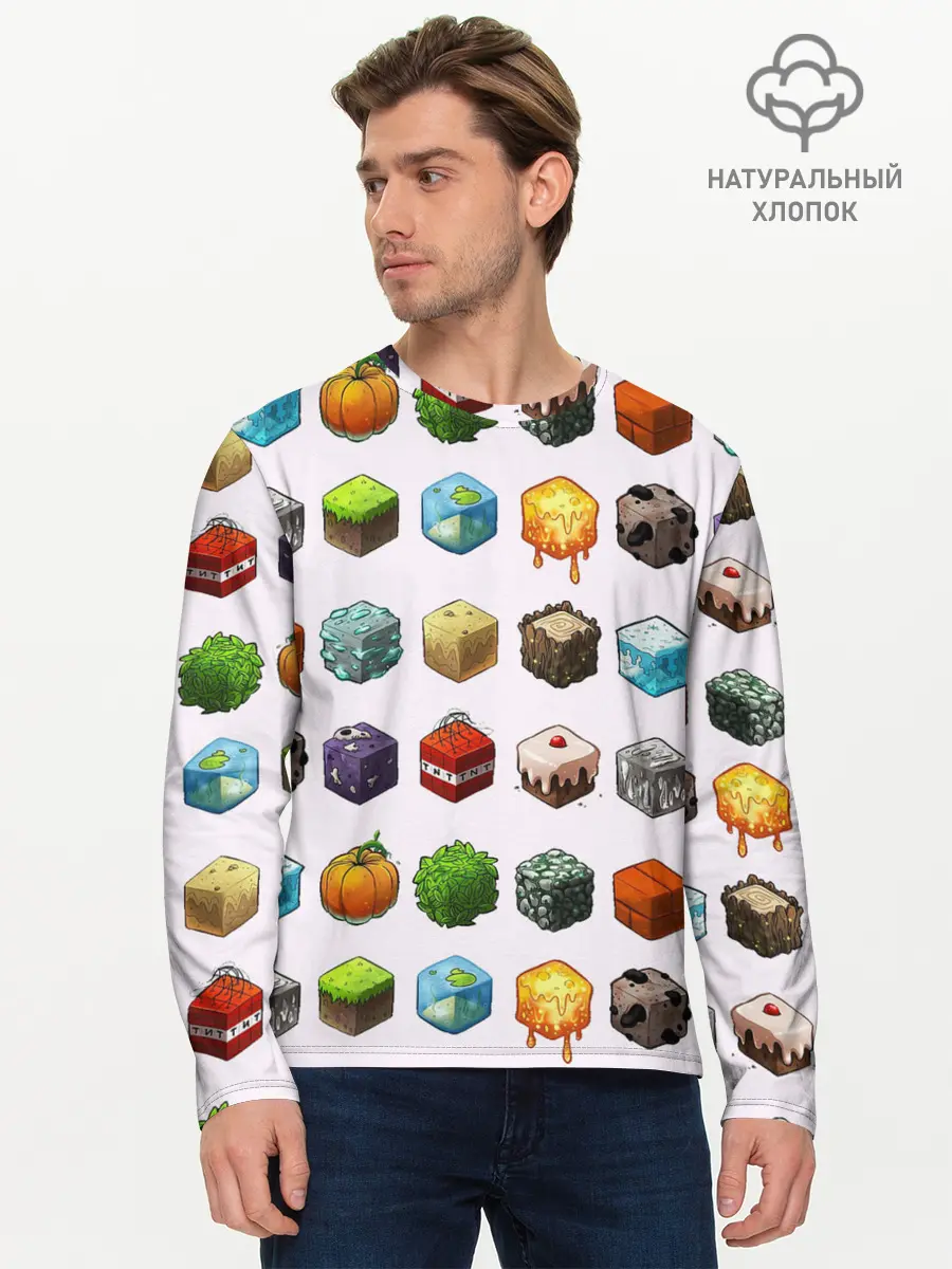 Мужской лонгслив базовый / Minecraft (P007_P004ooo1798181, P004ooo1798181)