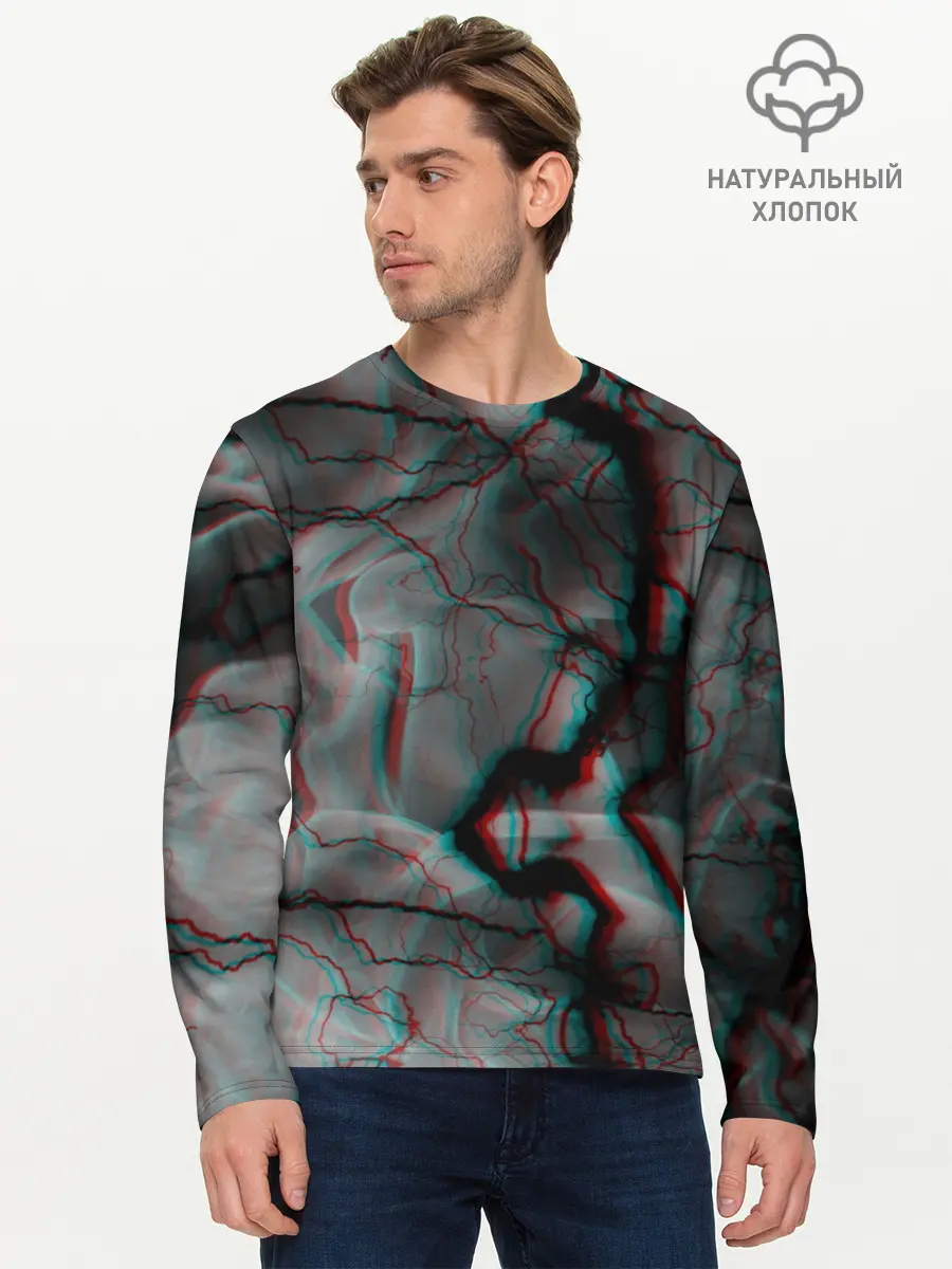 Мужской лонгслив базовый / МОЛНИИ GLITCH (P007_P004ooo1798619, P004ooo1798619)