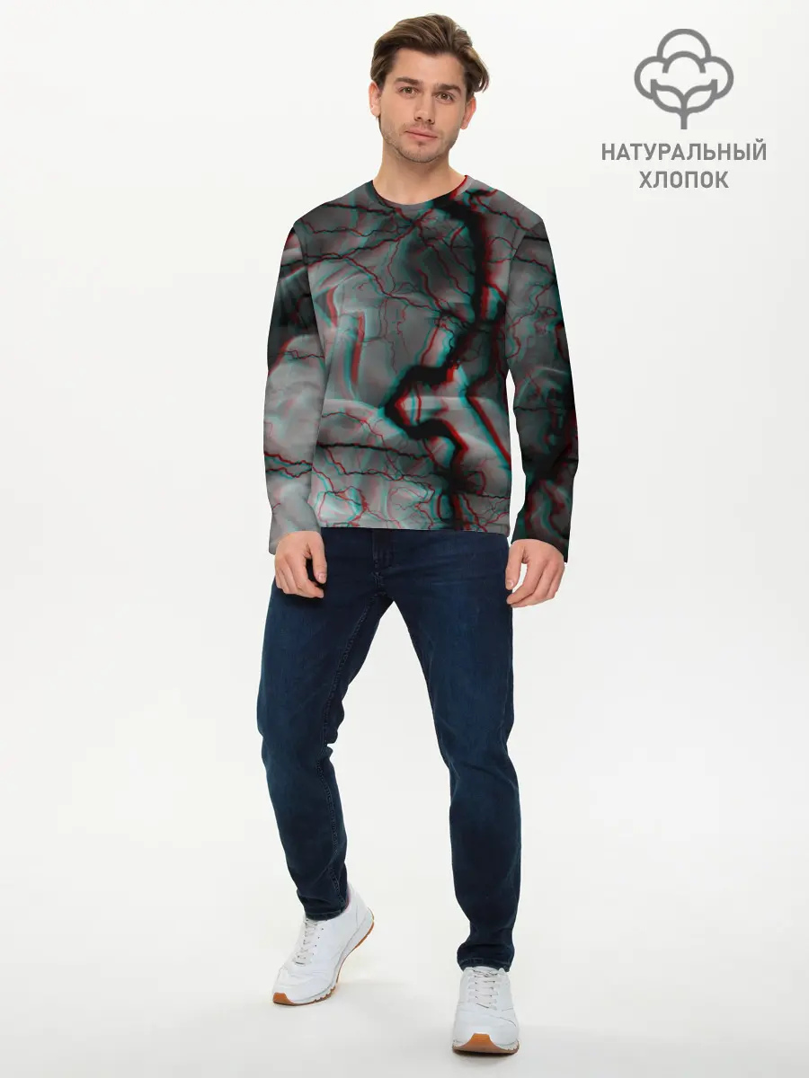 Мужской лонгслив базовый / МОЛНИИ GLITCH (P007_P004ooo1798619, P004ooo1798619)