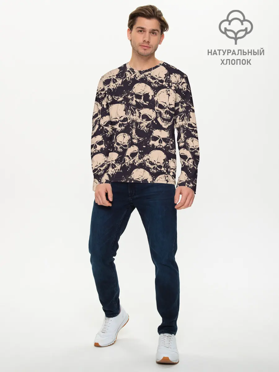 Мужской лонгслив базовый / Черепа (P007_P004ooo1802723, P004ooo1802723)