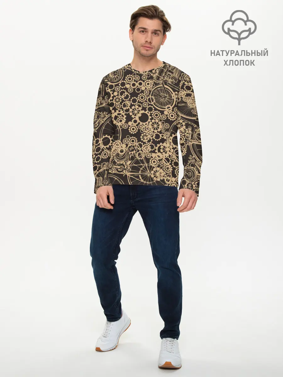 Мужской лонгслив базовый / Ретро велосипеды (P007_P004ooo1802811, P004ooo1802811)