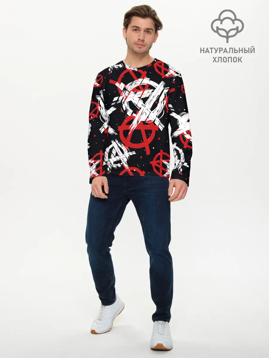 Мужской лонгслив базовый / Анархия (P007_P004ooo1802835, P004ooo1802835)
