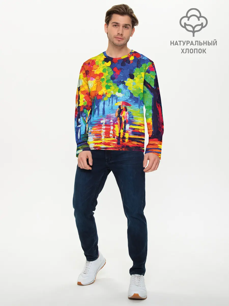 Мужской лонгслив базовый / Осенний бульвар (P007_P004ooo1803073, P004ooo1803073)