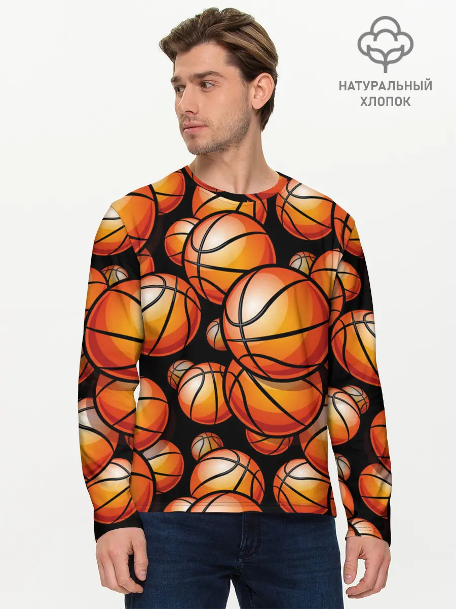 Мужской лонгслив базовый / Баскетбольные мячи (P007_P004ooo1805065, P004ooo1805065)