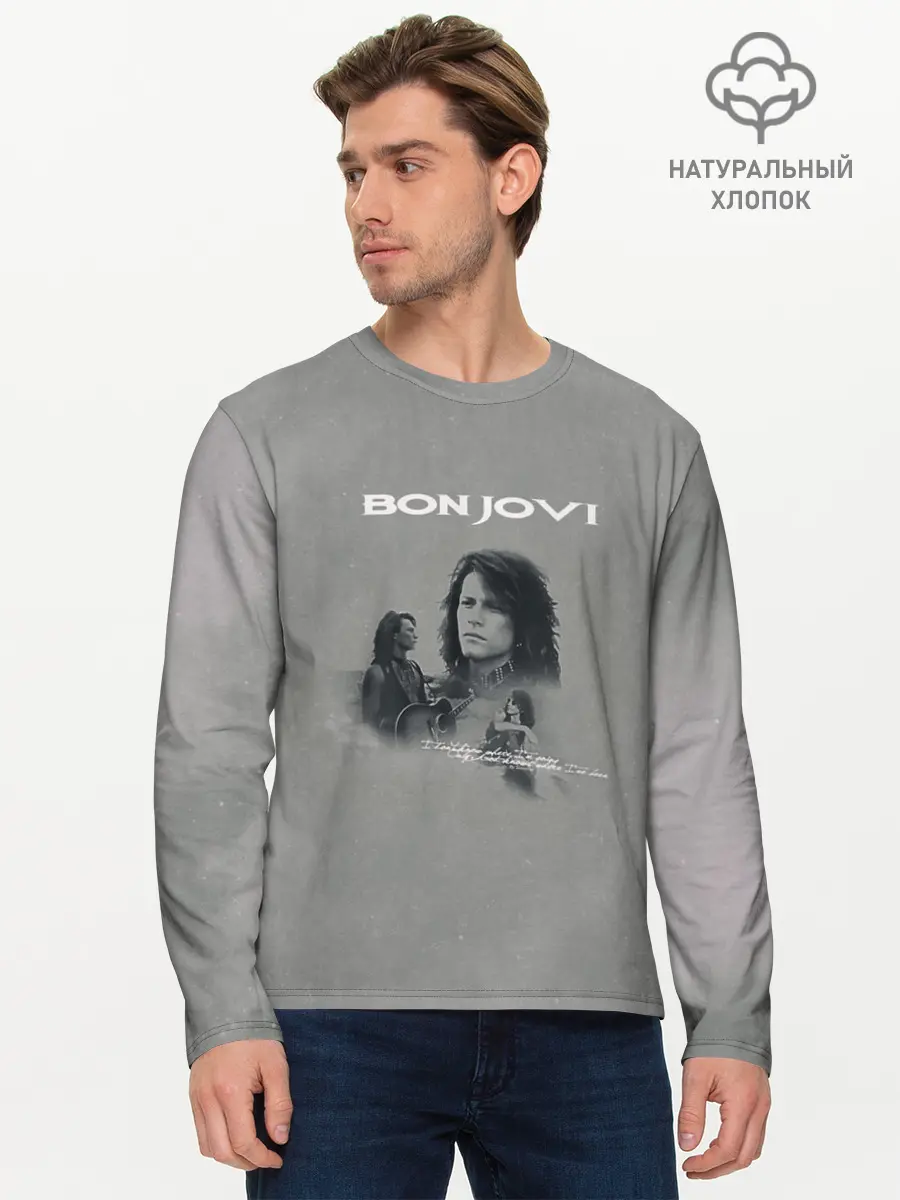 Мужской лонгслив базовый / Bon Jovi (P007_P004ooo1807307, P004ooo1807307)