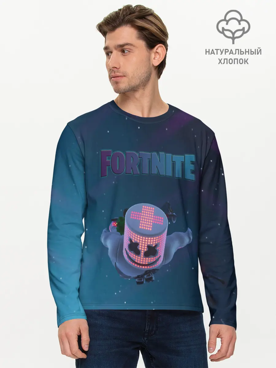 Мужской лонгслив базовый / Fortnite x Marshmello (P007_P004ooo1808229, P004ooo1808229)