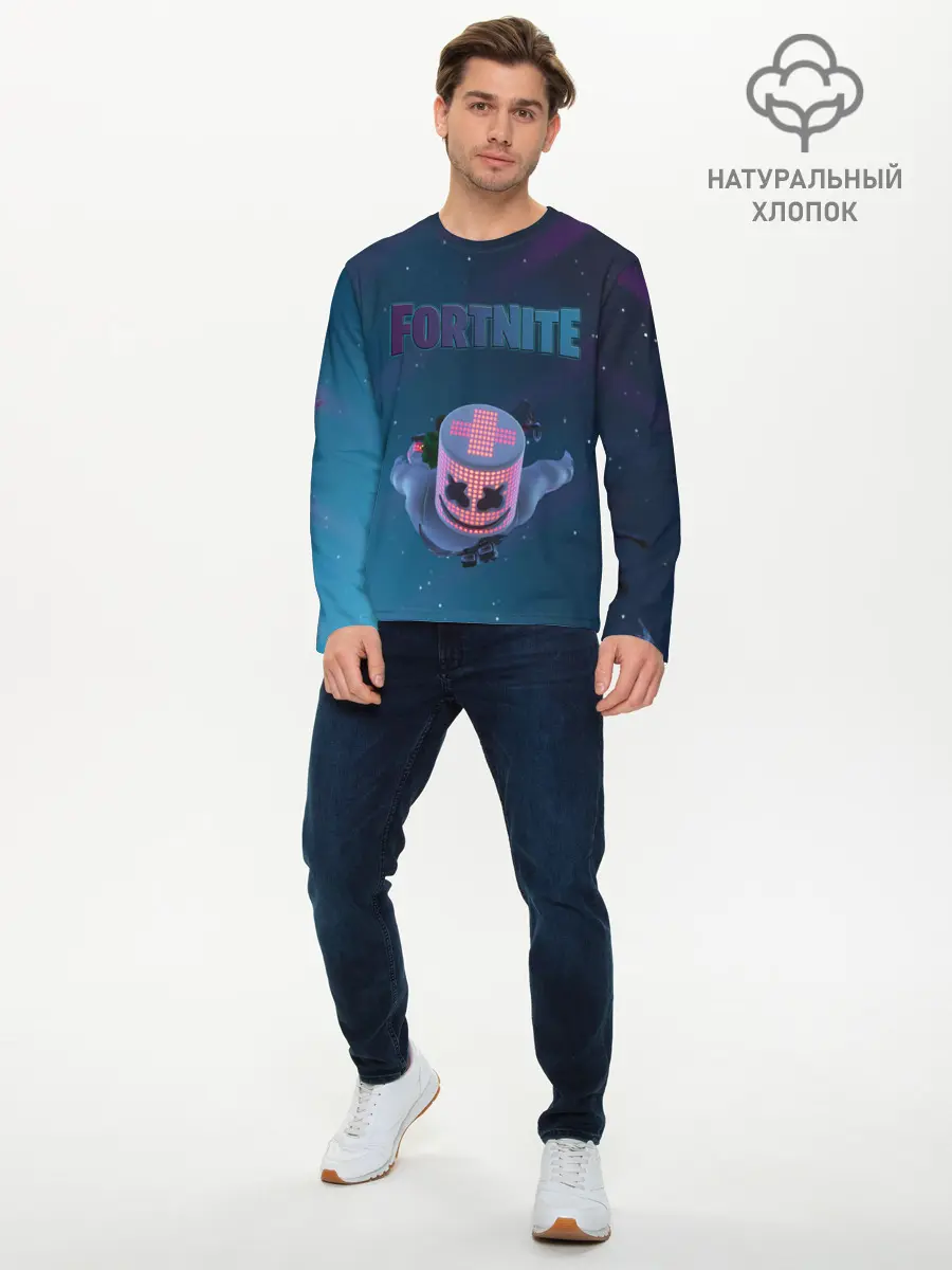 Мужской лонгслив базовый / Fortnite x Marshmello (P007_P004ooo1808229, P004ooo1808229)