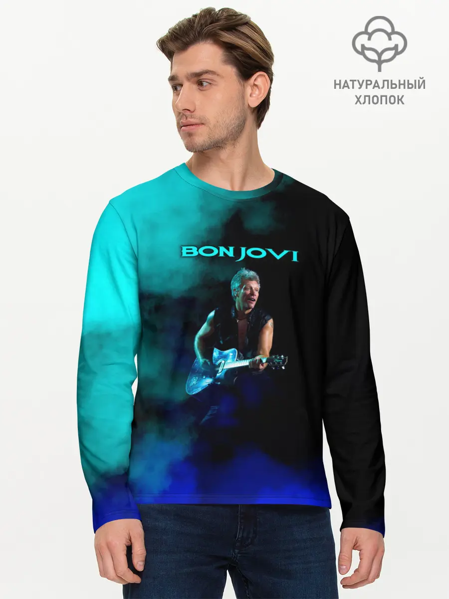 Мужской лонгслив базовый / Bon Jovi (P007_P004ooo1807629, P004ooo1807629)