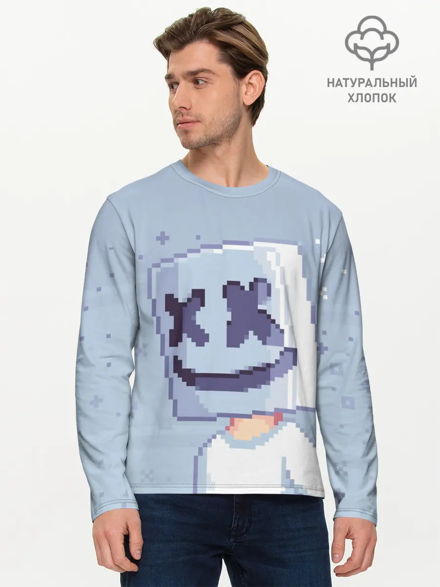 Мужской лонгслив базовый / Marshmello Pixel (P007_P004ooo1807961, P004ooo1807961)