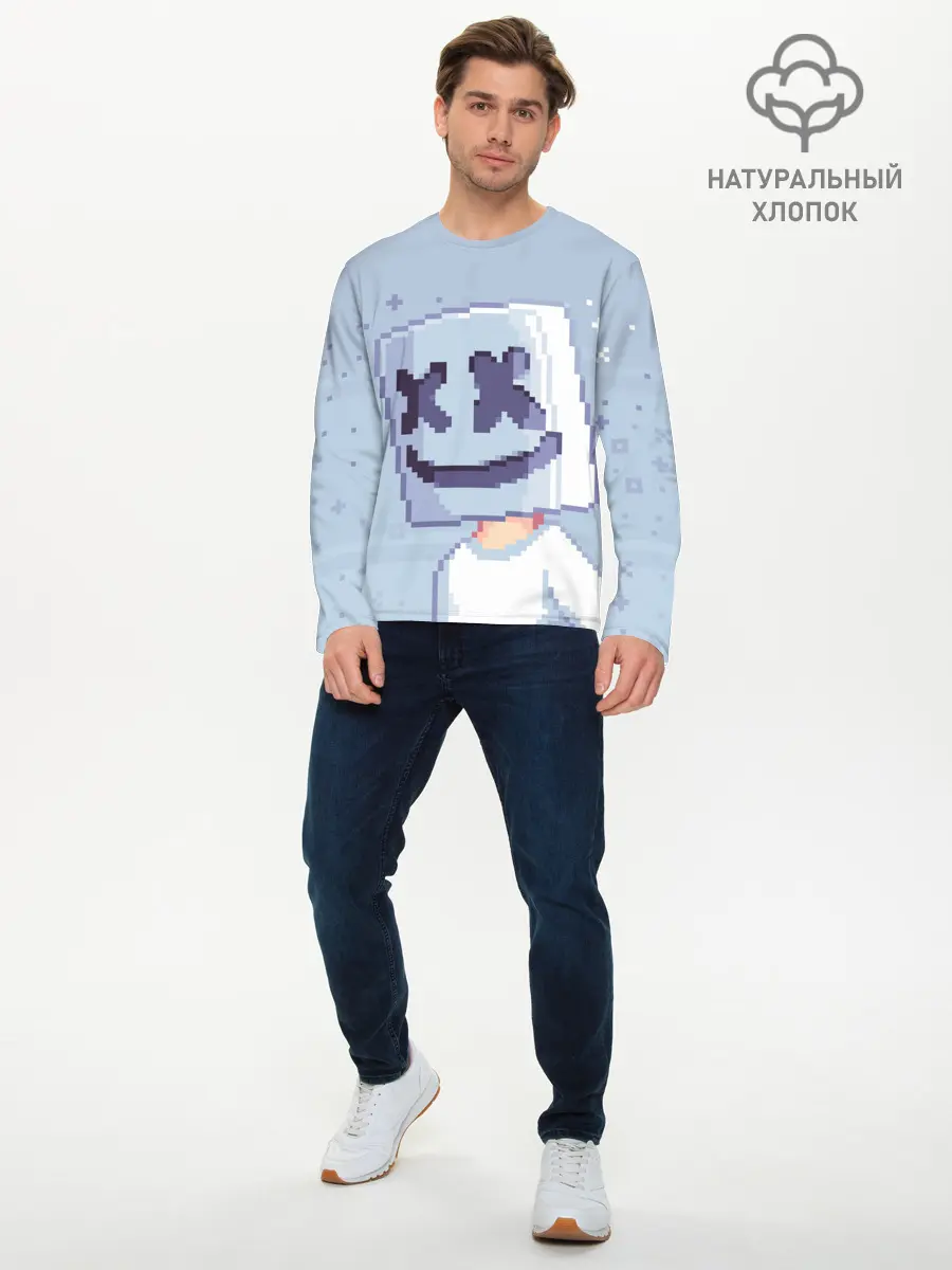 Мужской лонгслив базовый / Marshmello Pixel (P007_P004ooo1807961, P004ooo1807961)