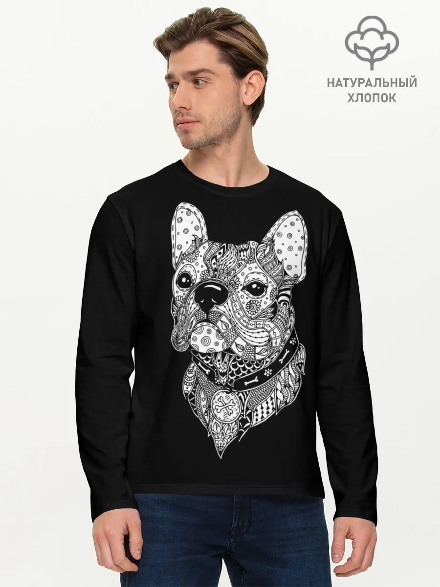 Мужской лонгслив базовый / Бульдог (P007_P004ooo1809741, P004ooo1809741)