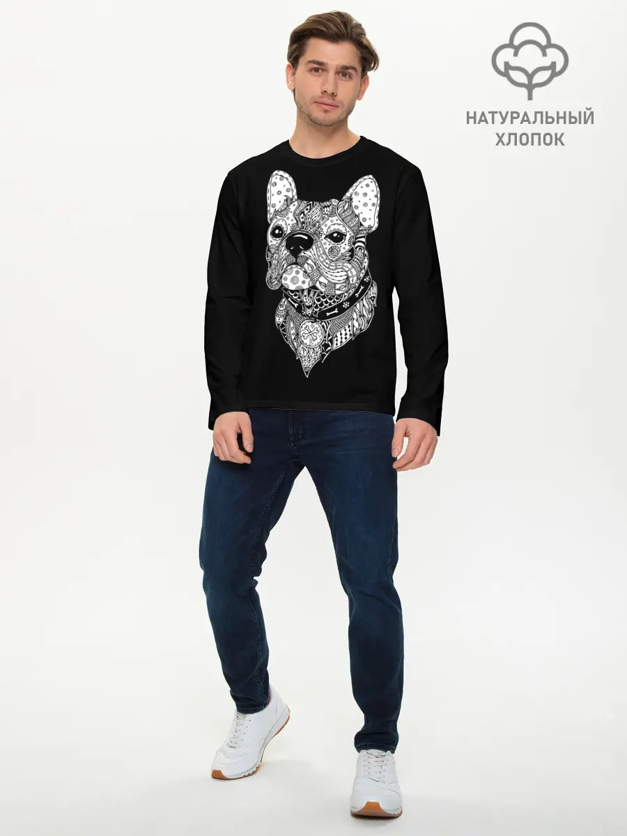 Мужской лонгслив базовый / Бульдог (P007_P004ooo1809741, P004ooo1809741)
