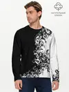 Мужской лонгслив базовый / Черно-белый узор. (P007_P004ooo1810715, P004ooo1810715)