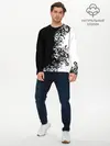 Мужской лонгслив базовый / Черно-белый узор. (P007_P004ooo1810715, P004ooo1810715)