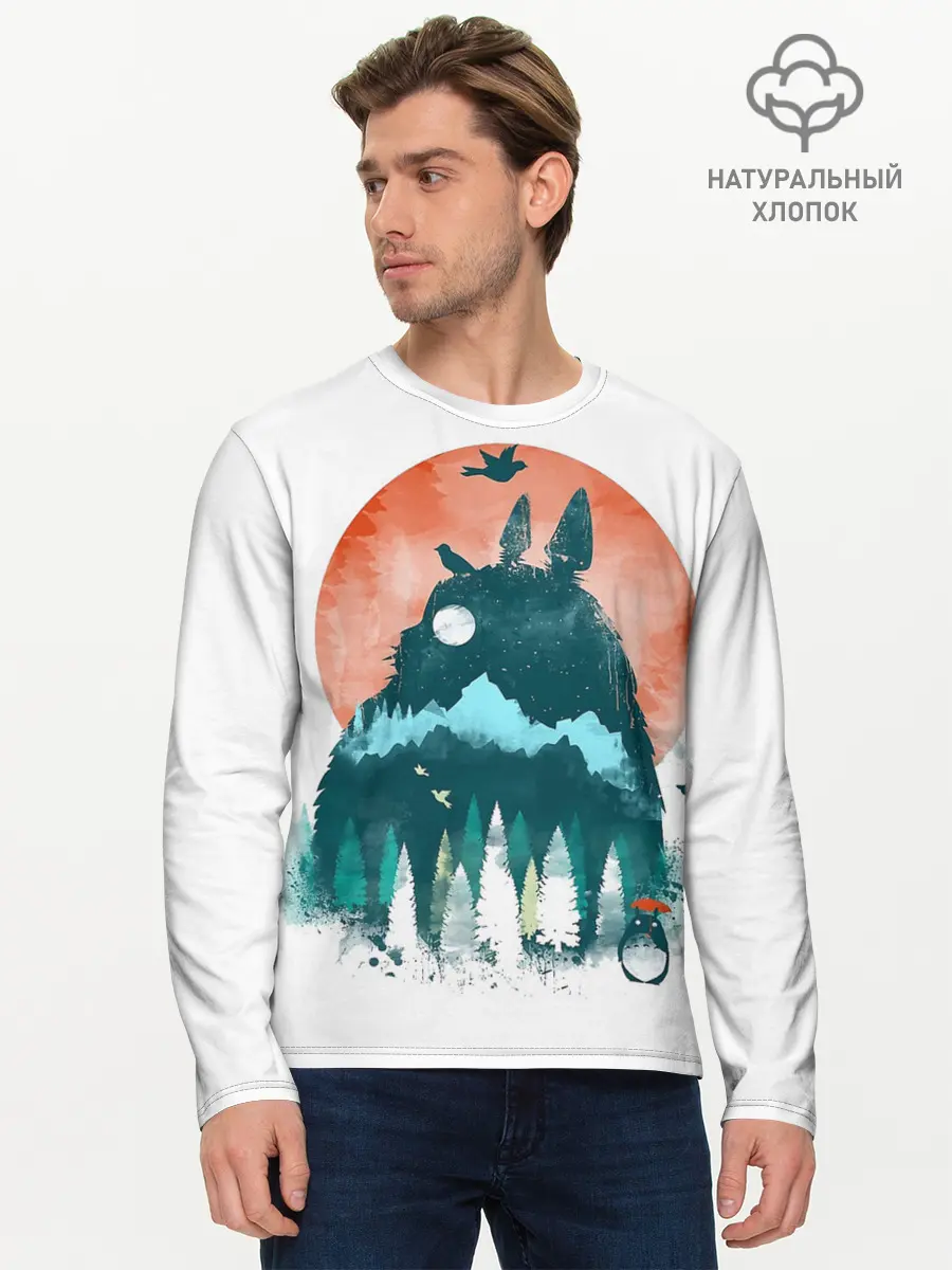 Мужской лонгслив базовый / Силуэт Тоторо (P007_P004ooo1811487, P004ooo1811487)