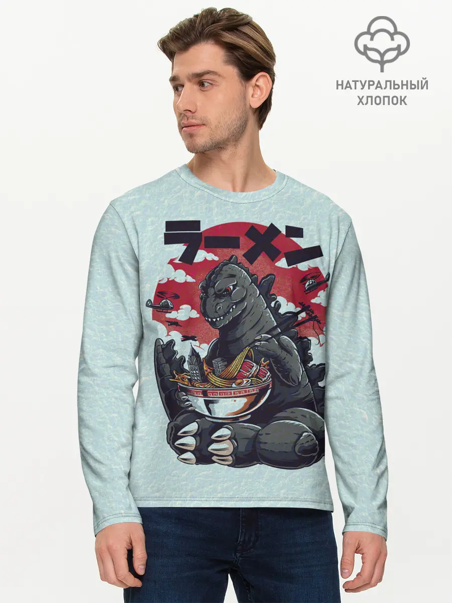 Мужской лонгслив базовый / Blue Godzilla (P007_P004ooo1813297, P004ooo1813297)