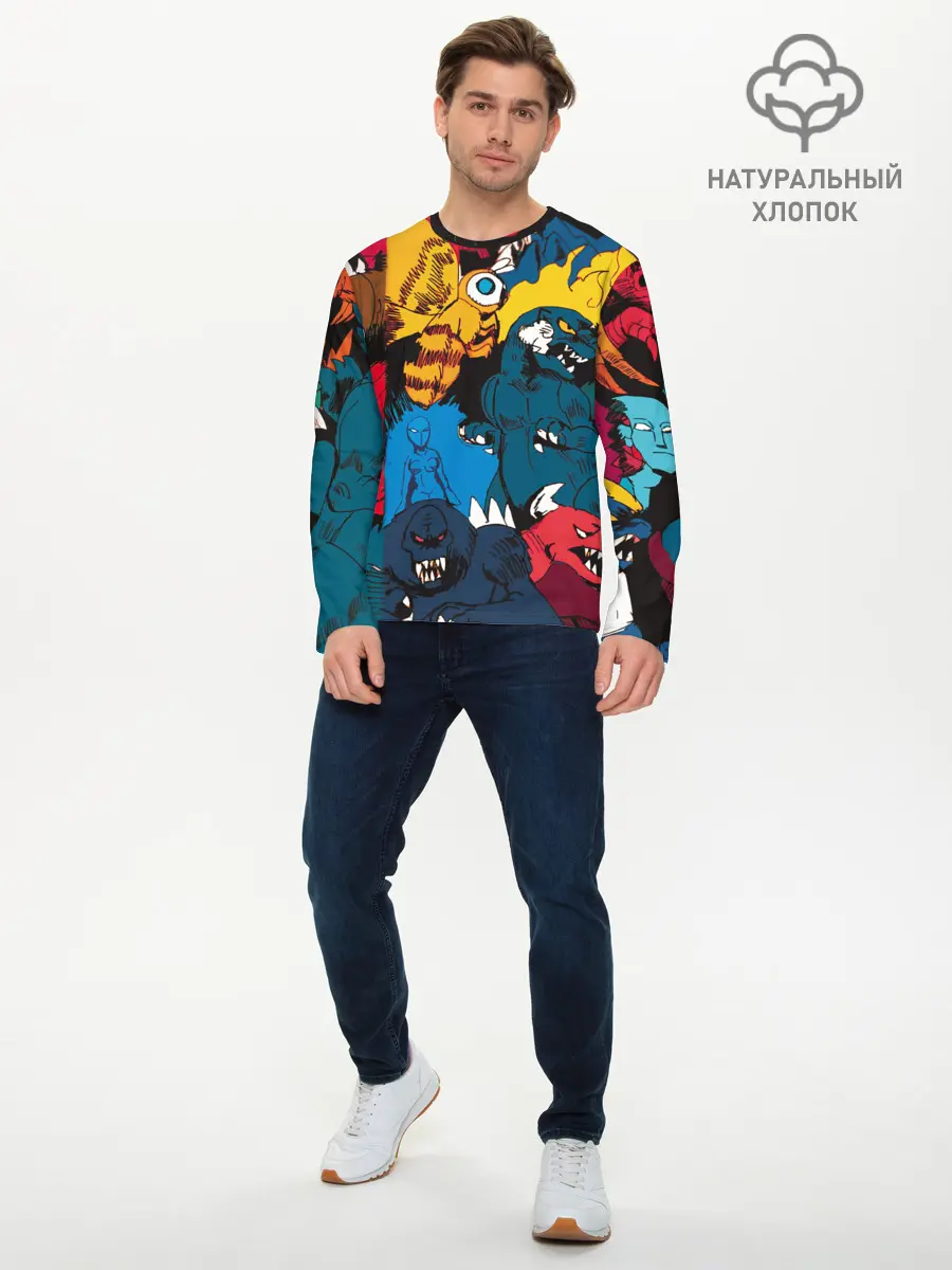 Мужской лонгслив базовый / Годзилла (P007_P004ooo1813327, P004ooo1813327)