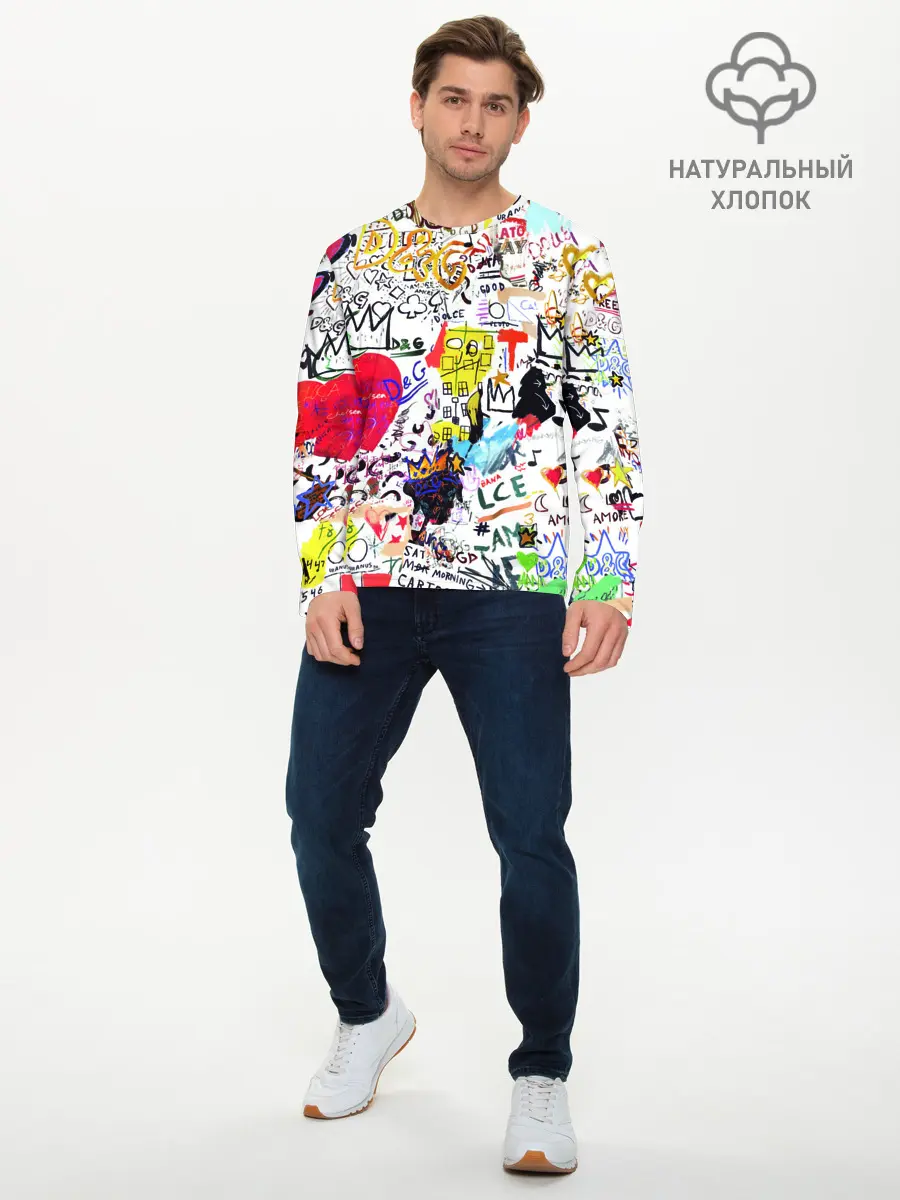 Мужской лонгслив базовый / DG paint (P007_P004ooo1816441, P004ooo1816441)