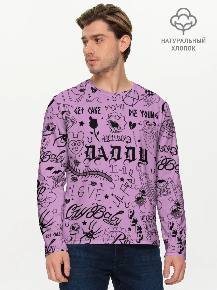Мужской лонгслив базовый / Lil Peep Tattoo (P007_P004ooo1815283, P004ooo1815283)