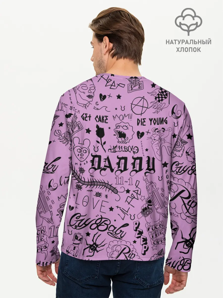 Мужской лонгслив базовый / Lil Peep Tattoo (P007_P004ooo1815283, P004ooo1815283)