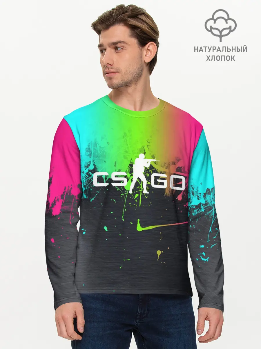 Мужской лонгслив базовый / Фосфор CS:Go (P007_P004ooo1816627, P004ooo1816627)