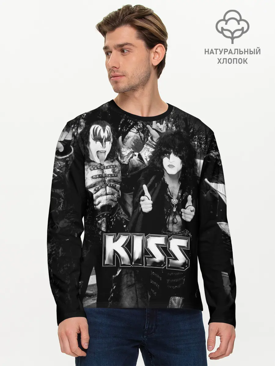 Мужской лонгслив базовый / Kiss (P007_P004ooo1820119, P004ooo1820119)