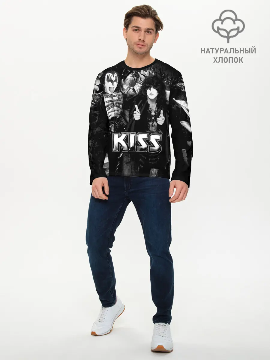 Мужской лонгслив базовый / Kiss (P007_P004ooo1820119, P004ooo1820119)