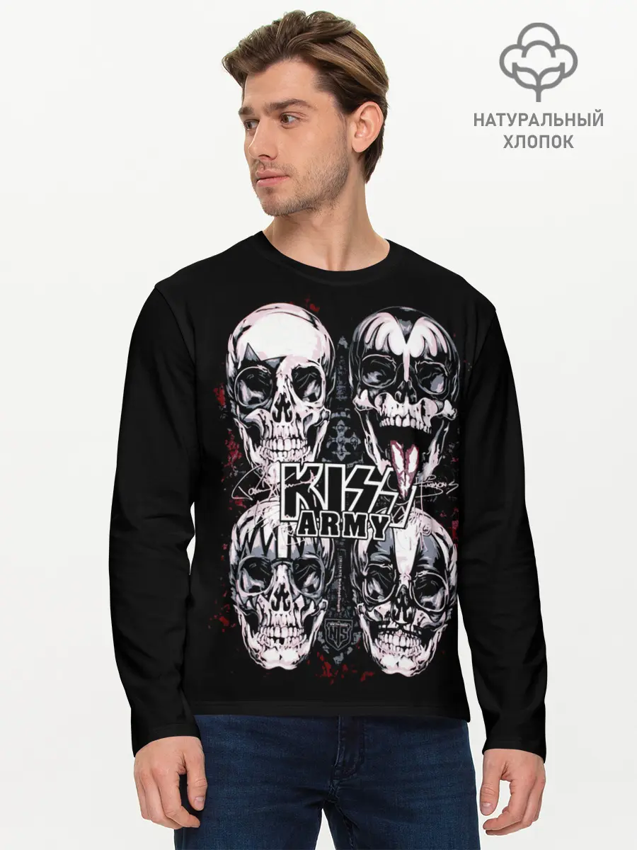 Мужской лонгслив базовый / Kiss (P007_P004ooo1820135, P004ooo1820135)