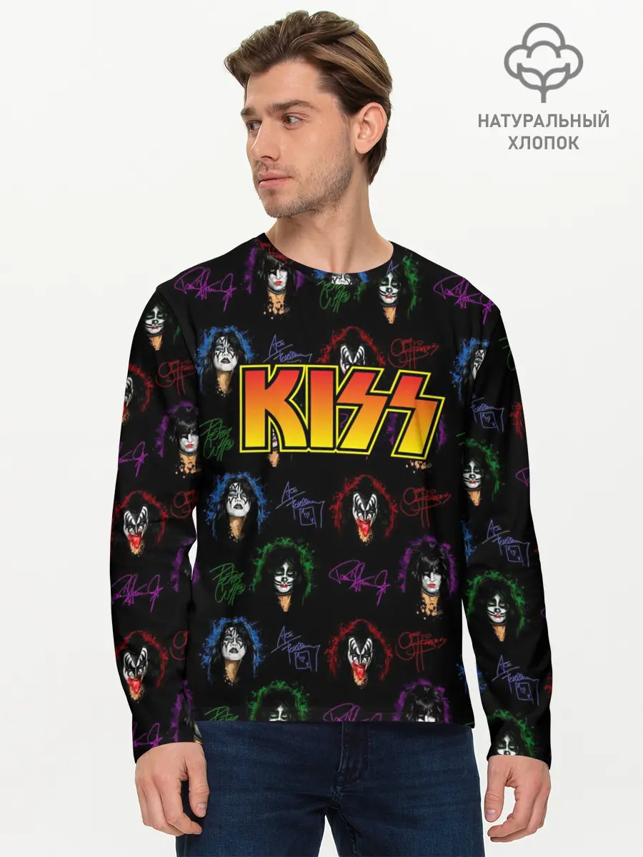 Мужской лонгслив базовый / KISS (P007_P004ooo1820217, P004ooo1820217)