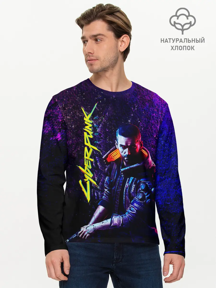 Мужской лонгслив базовый / Cyberpunk 2077 (P007_P004ooo1827923, P004ooo1827923)